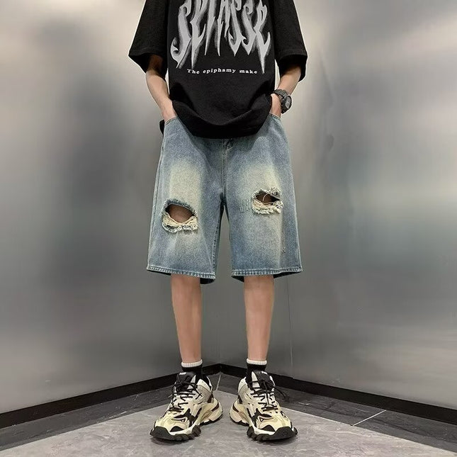 Straight Ruoshuai Casual Five-point Denim Men's Shorts