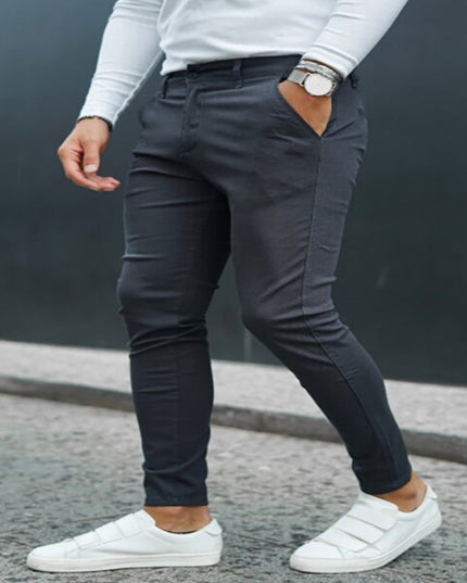 Spring And Autumn Slim Fit Men's Business Casual Pants Long Pants 3D Plaid