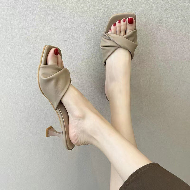 Simple High Heel Shoes Outdoor Semi-slippers