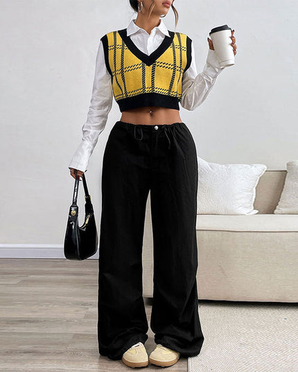 Women's V-neck Plaid Waistcoat