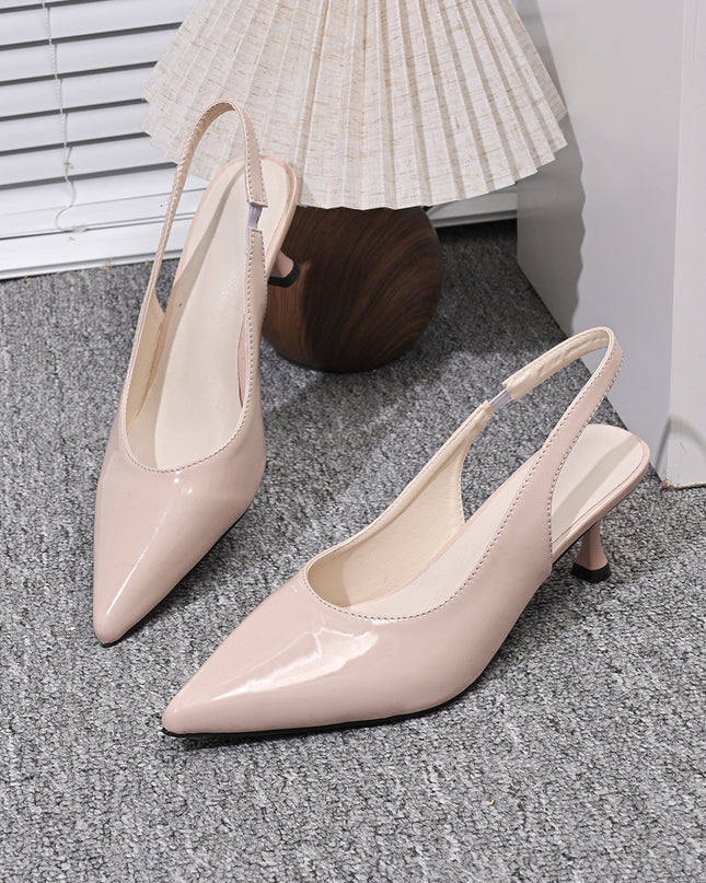 Sexy Patent Leather Women Pointed Toe Stiletto Toe Box Sandals