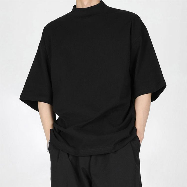 Spring And Summer Loose Thin Half Turtleneck Short Sleeve