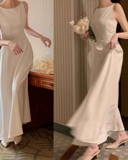 Off-shoulder Sleeveless Waist Slimming Dress