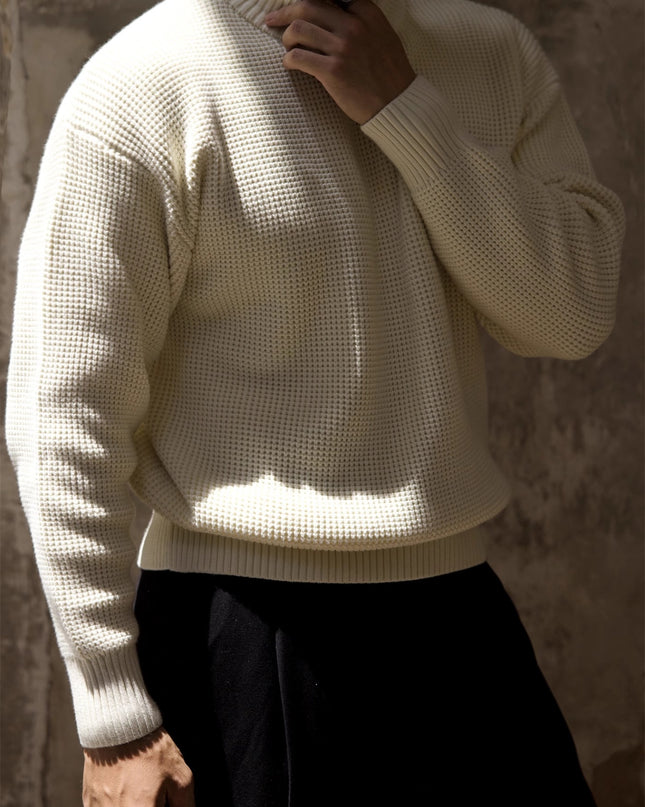 Thickened Half-high Collar Sweater Men's Cotton Thick
