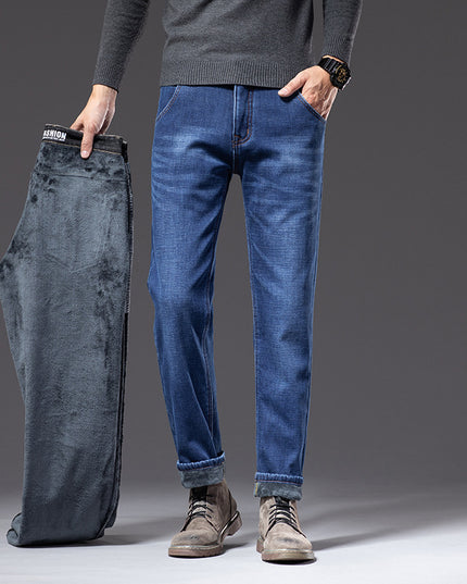 Men's Straight Loose Elastic Warm Men's Youth Long Pants