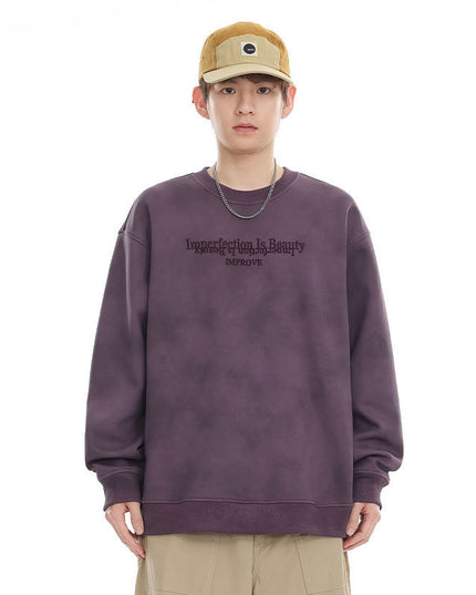 Retro Heavy Waste Soil Style Round Neck Sweater For Men