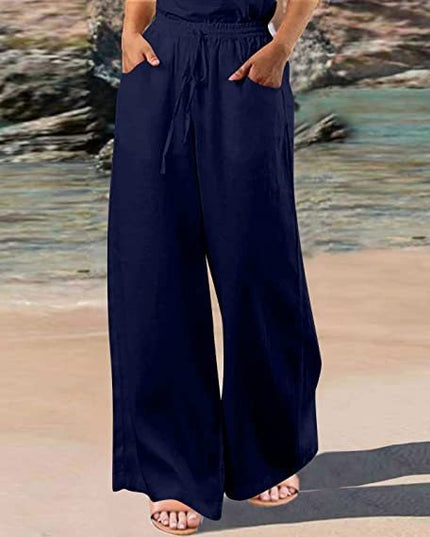 Loose Cotton And Linen Wide Leg Pants