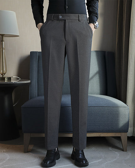 Straight Retro Brown Elastic Slim Fit Brown Casual Pants