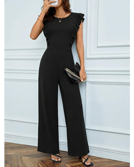 Women's High Waist Ruffles Wide Leg Jumpsuit
