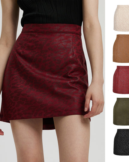Bronzing Leopard Suede Skirt European And American High Waist Skirt