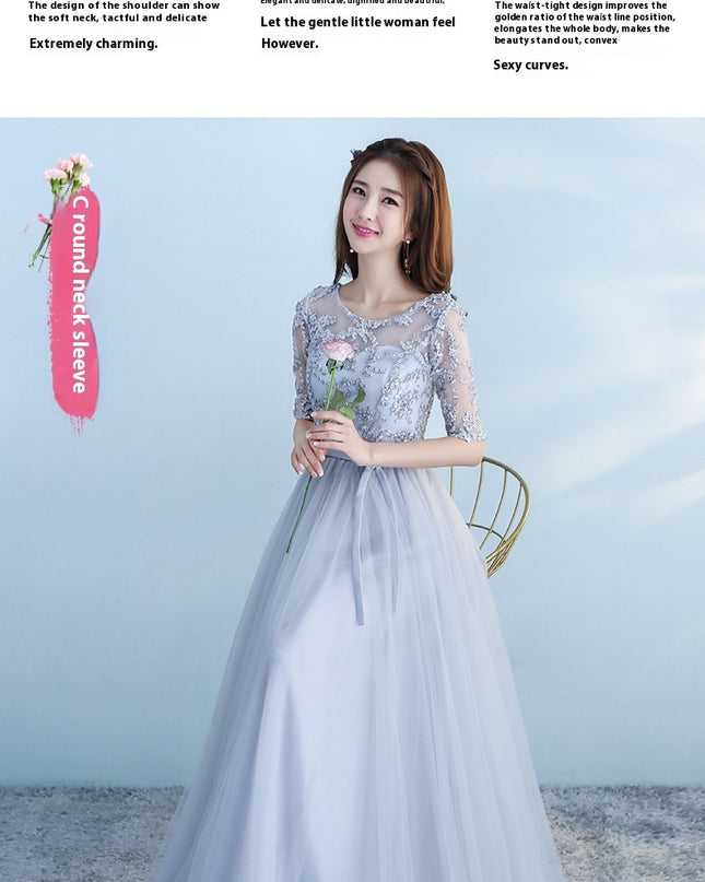 Long Bridesmaid Blue Wedding Dress Girlfriends Party Dress