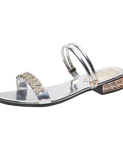 Korean Fashion Fairy Style Middle Heel Rhinestone Sandals