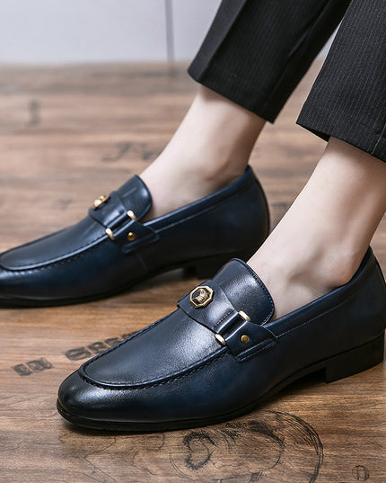 Large Size Business Shoes Men's British Style Fashion Polished Loafers Pure Color Lazy Shoes Men