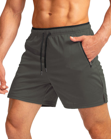 Men's Running Short Belt Zipper Pocket Quick-drying Gym Exercise Lightweight
