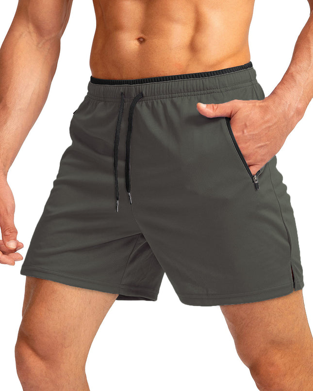 Men's Running Short Belt Zipper Pocket Quick-drying Gym Exercise Lightweight
