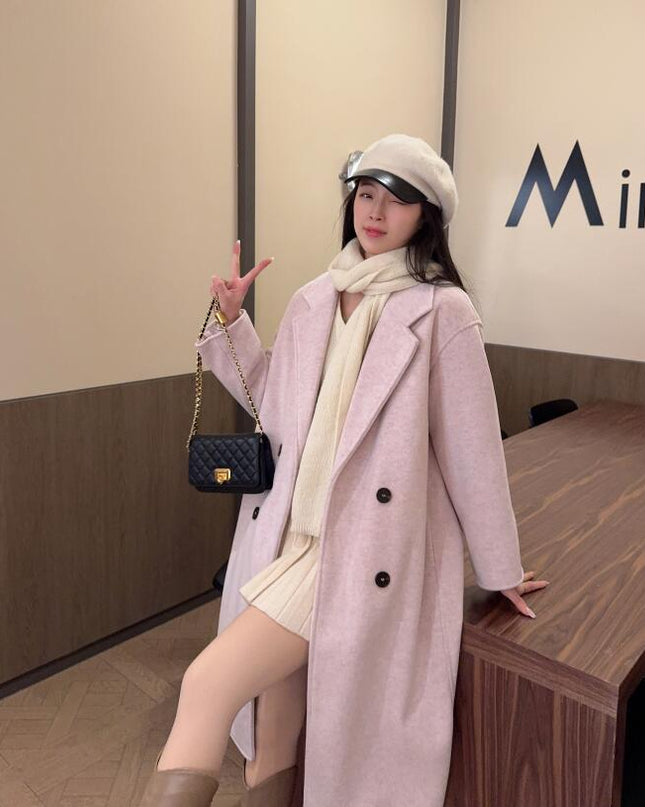 Autumn And Winter New Elegant Double Breasted Woolen Overcoat Coat Women