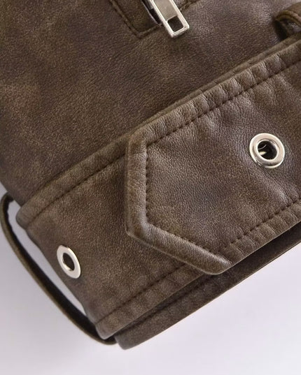 Women's Washable Gradient Leather Jacket