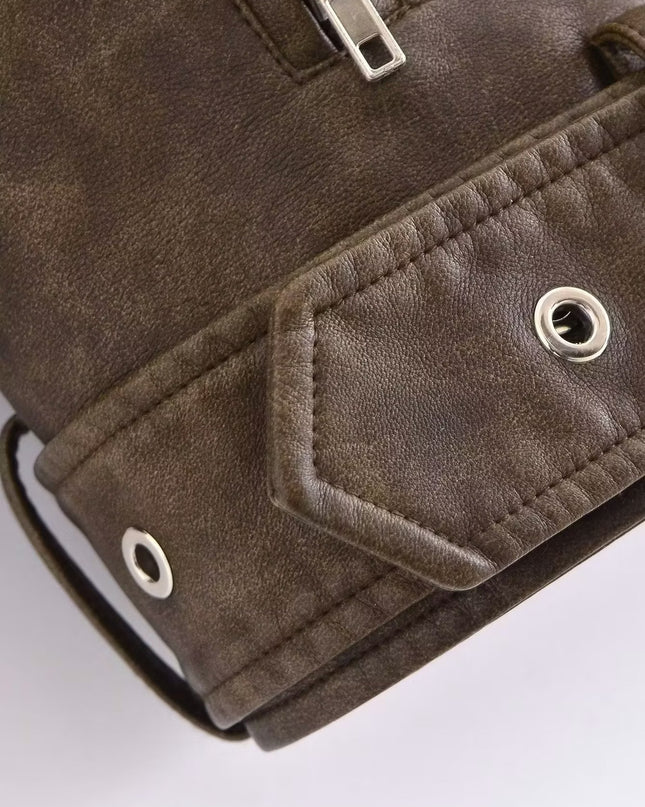 Women's Washable Gradient Leather Jacket