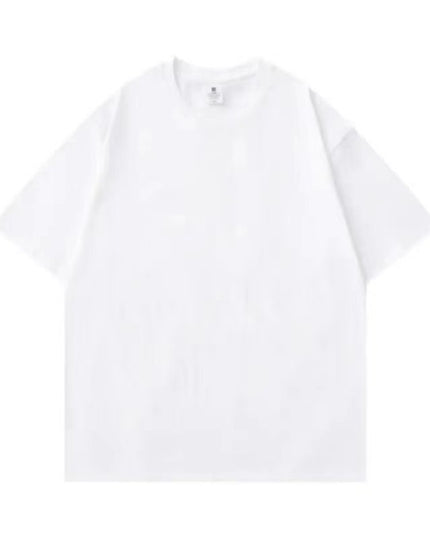 Plus Size Cotton Men's Blank T-Shirt White Oversized Retro Solid Color T-Shirt Large Size Men's Women's Fashion Short Sleeve Men's T-Shirt