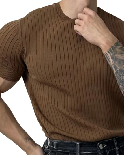 Solid Color Printing Knitted Half Sleeve Top