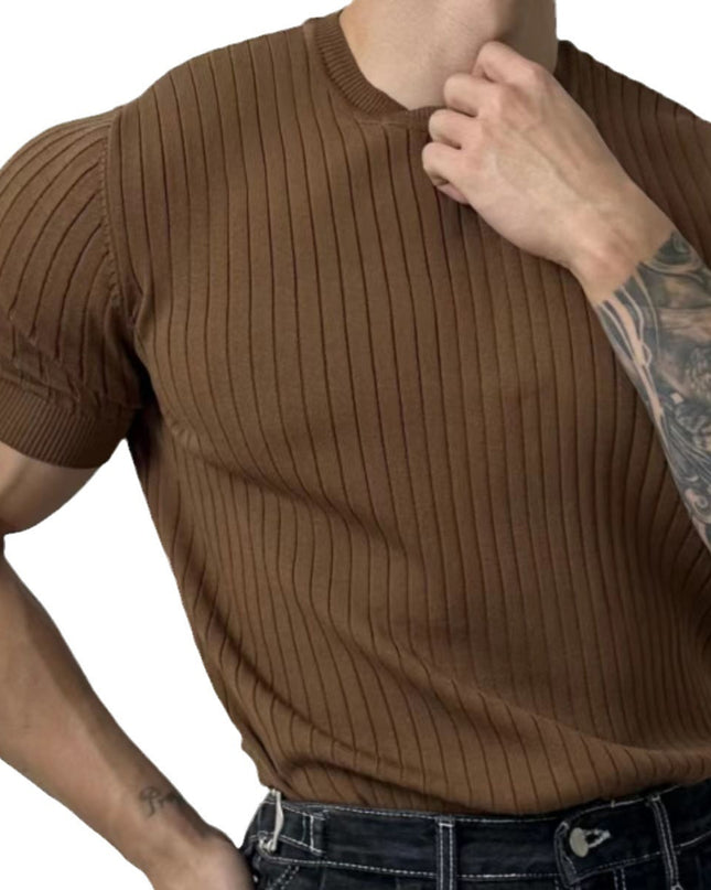 Solid Color Printing Knitted Half Sleeve Top