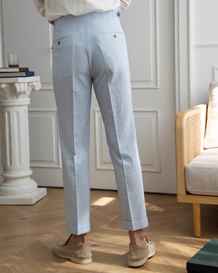 Summer Men's Suit Pants High Waist Straight
