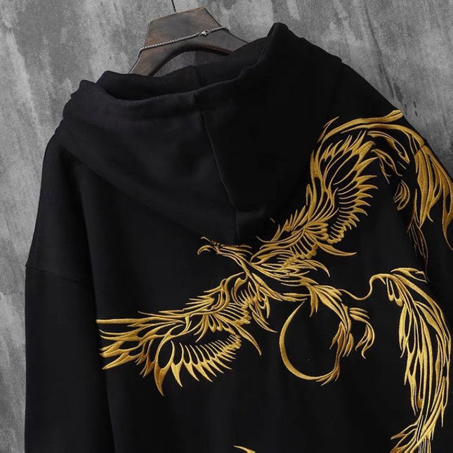 Heavy Industry Phoenix Embroidered Hoodie for Men | Premium Wool-Lined & Regular Styles