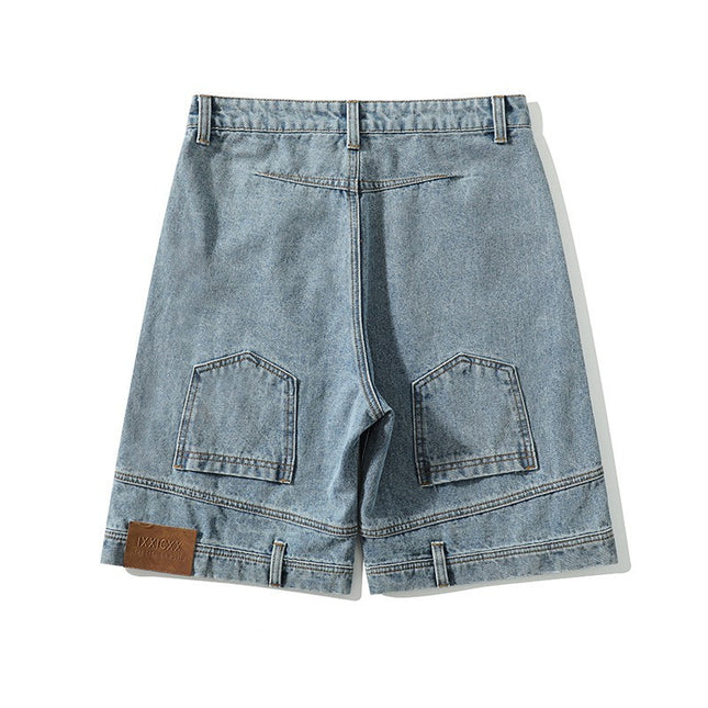 Loose Straight Bermuda Shorts Men's Blue