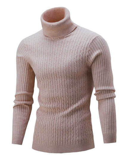 Men's Sweater Casual Retro Twisted Flower Turtleneck Knitting