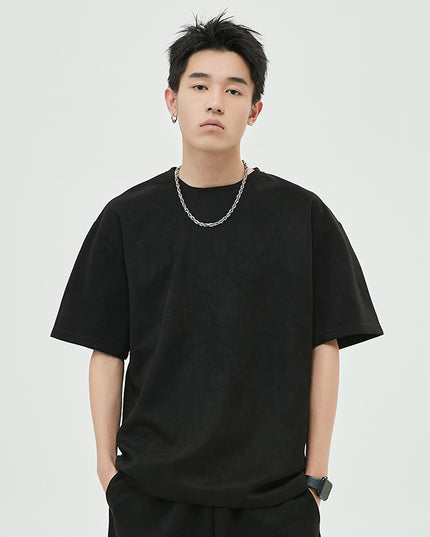 American Retro Short Sleeve T-shirt Men's Suede Loose