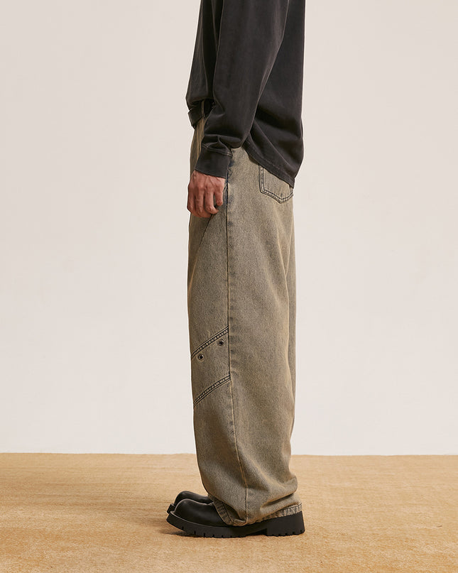 Trendy Retro Washed Jeans Men And Women Trendy Baggy Straight Trousers
